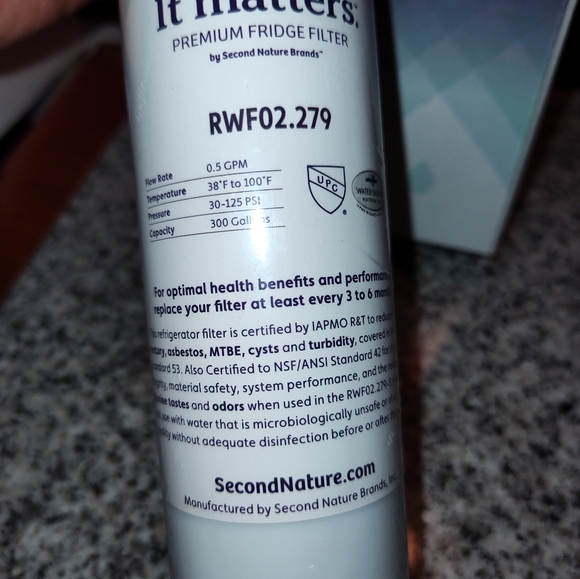 SecondNature Fridge Filter RWF02.279 Premium Fridge Filter. New & Sealed. - Picture 4 of 6